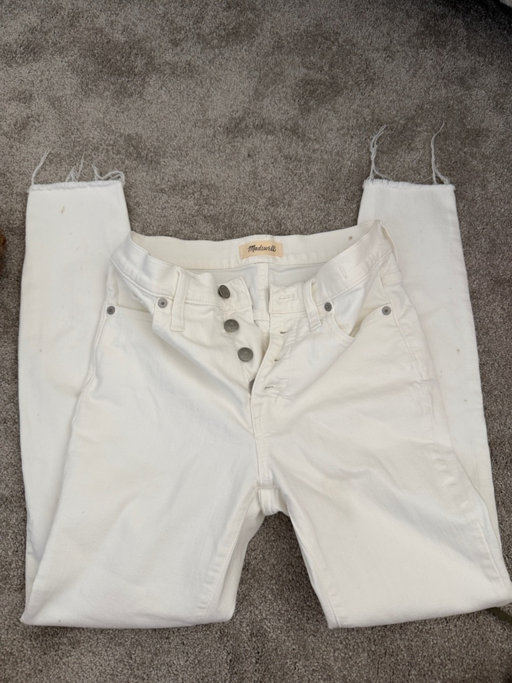 Madewell White Button-Fly Ankle Cropped Jeans